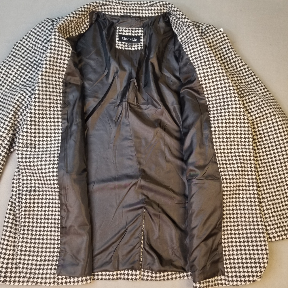 Chadwicks Wool Black and White Houndstooth Fully Lined Size 20 Women's Blazer - Picture 9 of 12